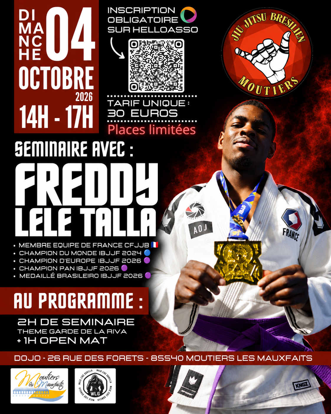 Affiche du séminaire Freddy Lele Talla organisé par JJB Moutiers